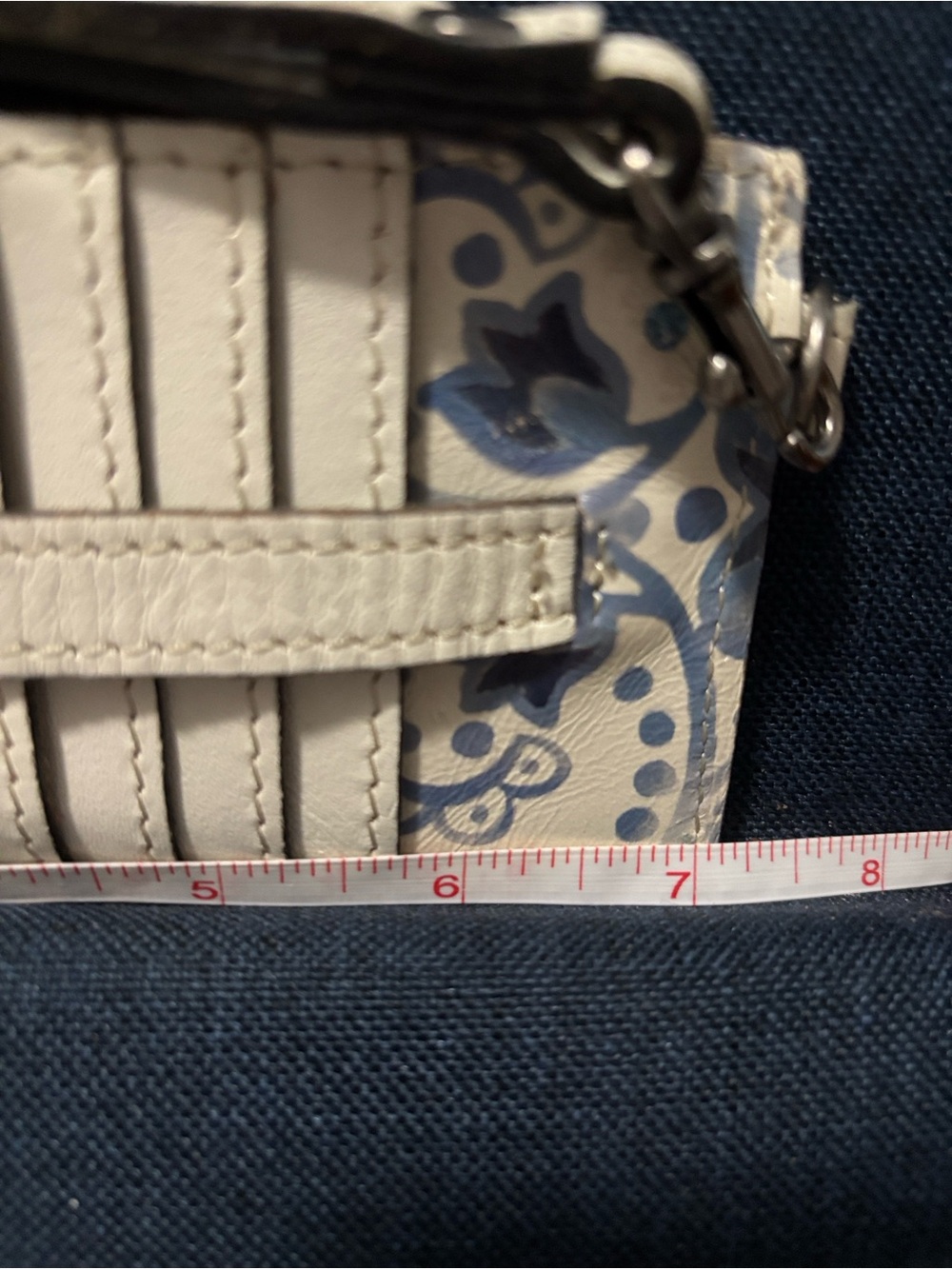 Patricia Nash  Leather Cardholder wristlet cream and Blue - Picture 7 of 7